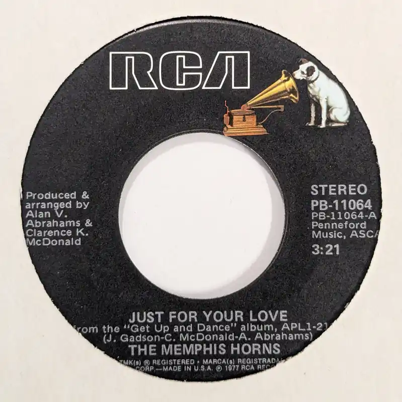 The Memphis Horns - Just For Your Love - 7" single, Vinyl Music - Rca Place Order