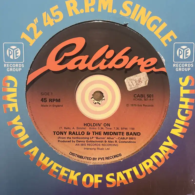 Tony Rallo & The Midnite Band - Holdin On | Burnin Alive - 12" Single, Vinyl Music - Calibre Next Day Delivery