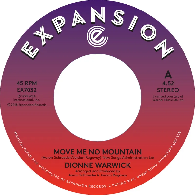 Dionne Warwick - Move Me No Mountain/I'M Just Being Myself - 7" single, Vinyl Music - Expansion Popular