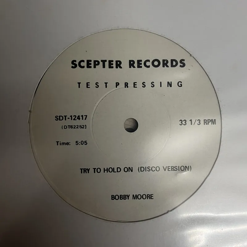 Bobby Moore - Try To Hold On - 12" Single, Vinyl Music - Scepter Today Only