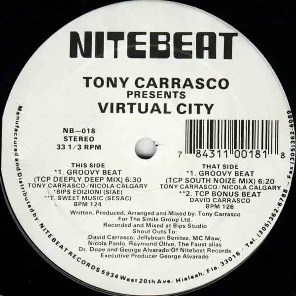 Tony Carrasco Presents Virtual City : Virtual City 12" (VG+ / Generic) - Dig Vinyl One Day Deal