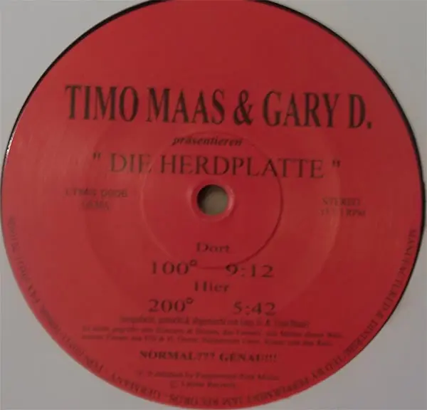 Shop Now Timo Maas & Gary D. : Die Herdplatte 12" (VG+ / Generic) - Dig Vinyl