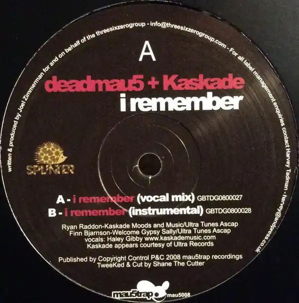 While Supplies Last deadmau5 + Kaskade : I Remember 12", RP (VG+ / Generic) - Dig Vinyl