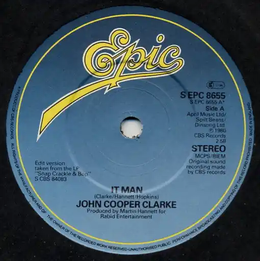 Viral John Cooper Clarke : It Man / Thirty Six Hours 7" (VG+ / VG) - Dig Vinyl