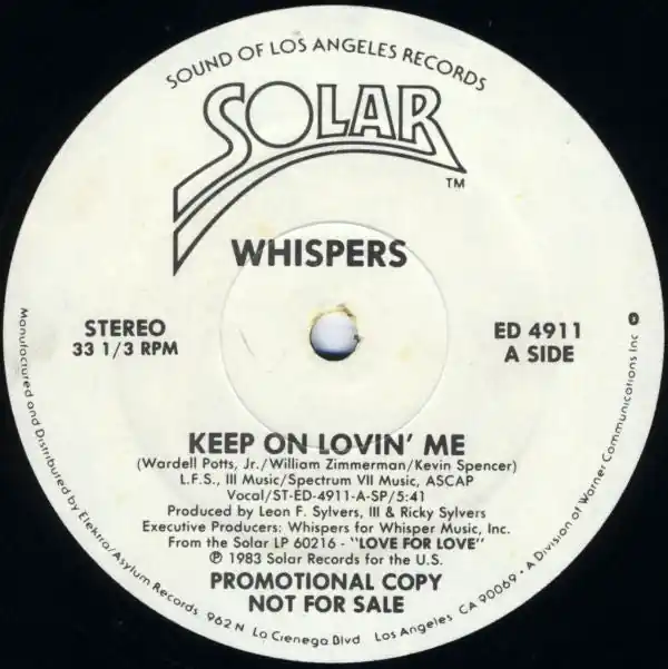 Bargain The Whispers : Keep On Lovin' Me 12", Promo (VG+ / VG) - Dig Vinyl