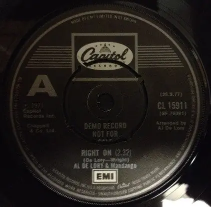 Al De Lory & Mandango : Right On 7", Promo, 4 P (VG+ / Generic) - Dig Vinyl Viral