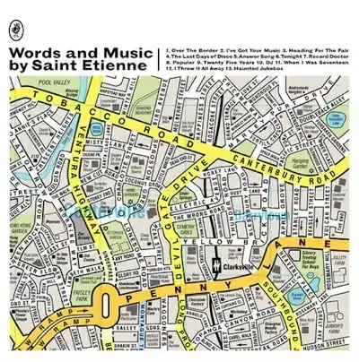 Budget Saint Etienne - Words And Music By Saint Etienne (LP, white vinyl with black, yellow and green splatter)