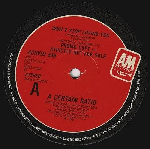 Editor’s Pick A CERTAIN RATIO Won t Stop Loving You Vinyl Record 12 Inch A&M 1990 Promo