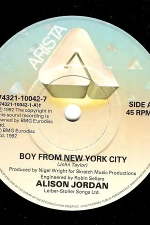 Wholesale ALISON JORDAN Boy From New York City Vinyl Record 7 Inch Arista 1992