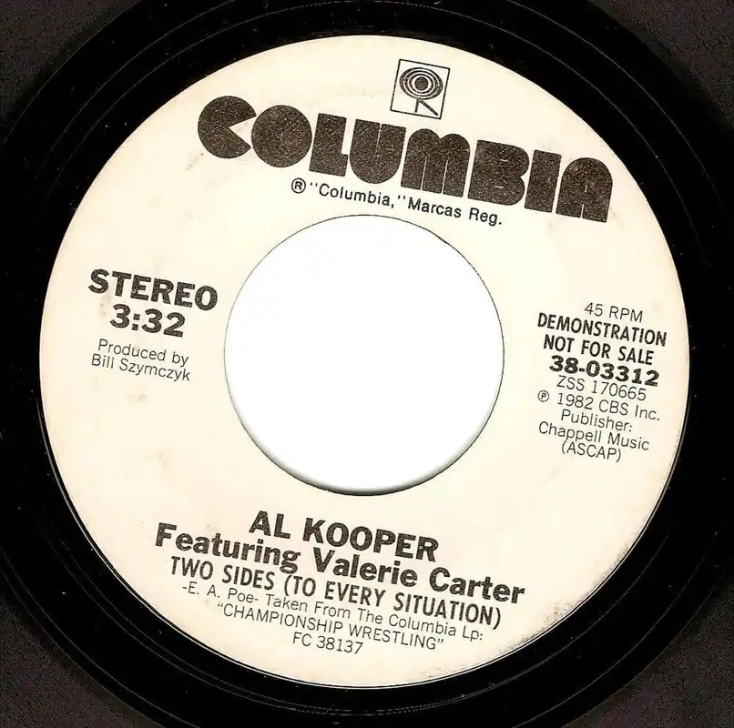 AL KOOPER FEAT VALERIE CARTER Two Sides To Every Situation Vinyl 7 Inch US Columbia 1982 Promo Authentic