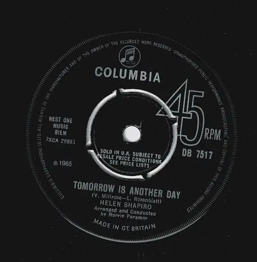 HELEN SHAPIRO Tomorrow Is Another Day Vinyl Record 7 Inch Columbia 1965 No Minimum Order