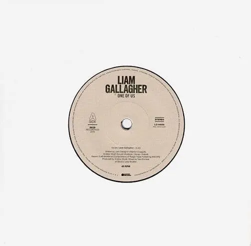 Weekend Sale LIAM GALLAGHER One Of Us Vinyl Record 7 Inch Warner 2019