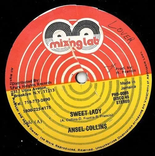 ANSEL COLLINS Sweet Lady Vinyl Record 12 Inch Jamaican Mixing Lab 1988 Exclusive Offer
