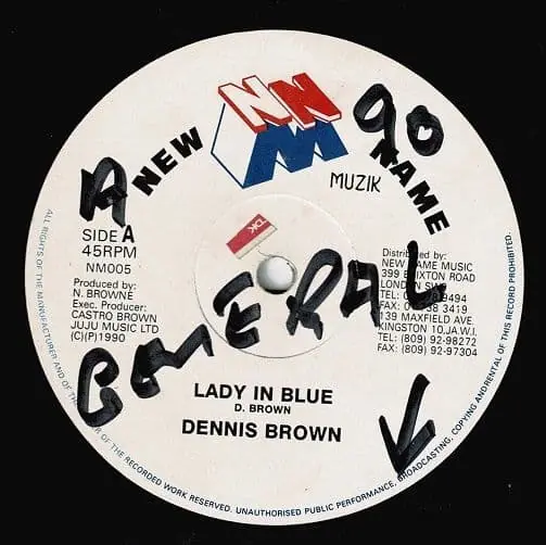 Popular DENNIS BROWN Lady In Blue Vinyl Record 12 Inch New Name Muzik 1990