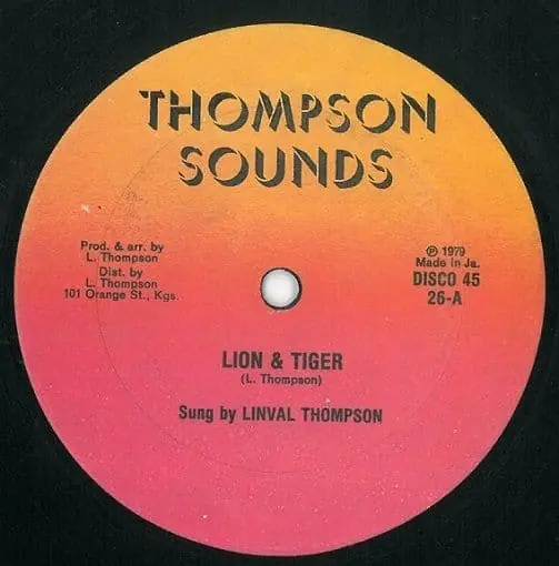 Price Drop LINVAL THOMPSON Lion & Tiger Vinyl Record 12 Inch Jamaican Thompson Sounds 1979