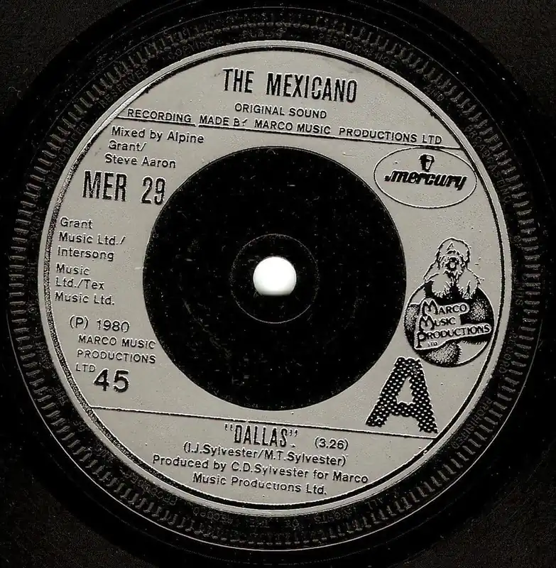 Price Cut THE MEXICANO Dallas Vinyl Record 7 Inch Mercury 1980