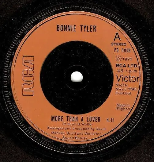 BONNIE TYLER More Than A Lover Vinyl Record 7 Inch RCA Victor 1977 Discount
