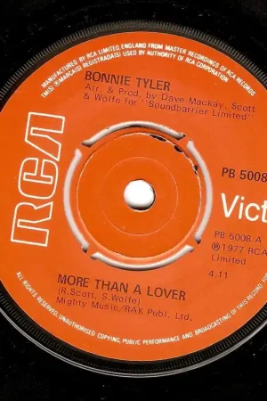 Fan Favorite BONNIE TYLER More Than A Lover Vinyl Record 7 Inch RCA Victor 1977