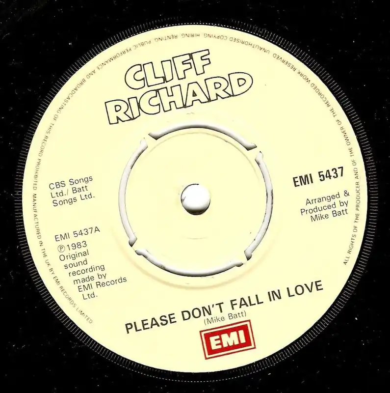 Same Day Shipping CLIFF RICHARD Please Don t Fall In Love Vinyl Record 7 Inch EMI 1983