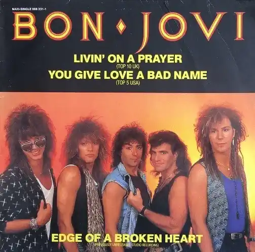 BON JOVI Livin On A Prayer Vinyl Record 12 Inch German Mercury 1986 Mega Sale