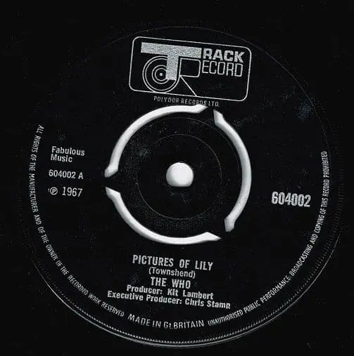 THE WHO Pictures Of Lily Vinyl Record 7 Inch Track 1967 Must Have