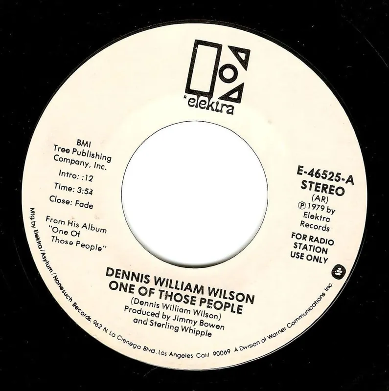 DENNIS WILLIAM WILSON One Of Those People Vinyl Record 7 Inch US Elektra 1979 Promo Mega Sale
