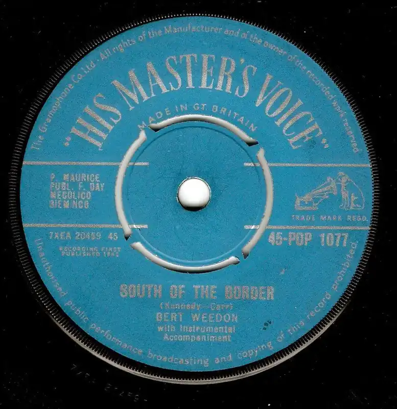 New Arrival BERT WEEDON South Of The Border Vinyl Record 7 Inch HMV 1962