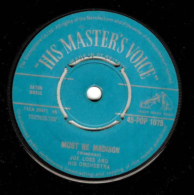 JOE LOSS Must Be Madison Vinyl Record 7 Inch HMV 1962 Viral