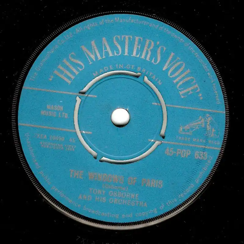 TONY OSBORNE The Windows Of Paris Vinyl Record 7 Inch HMV 1959 Order Now