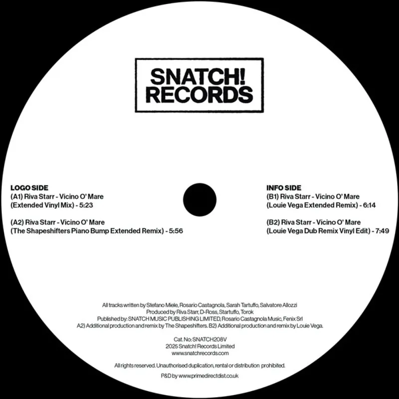 Hassle-Free Returns Riva Starr Vicino O' Mare Snatch Raw vinyl record
