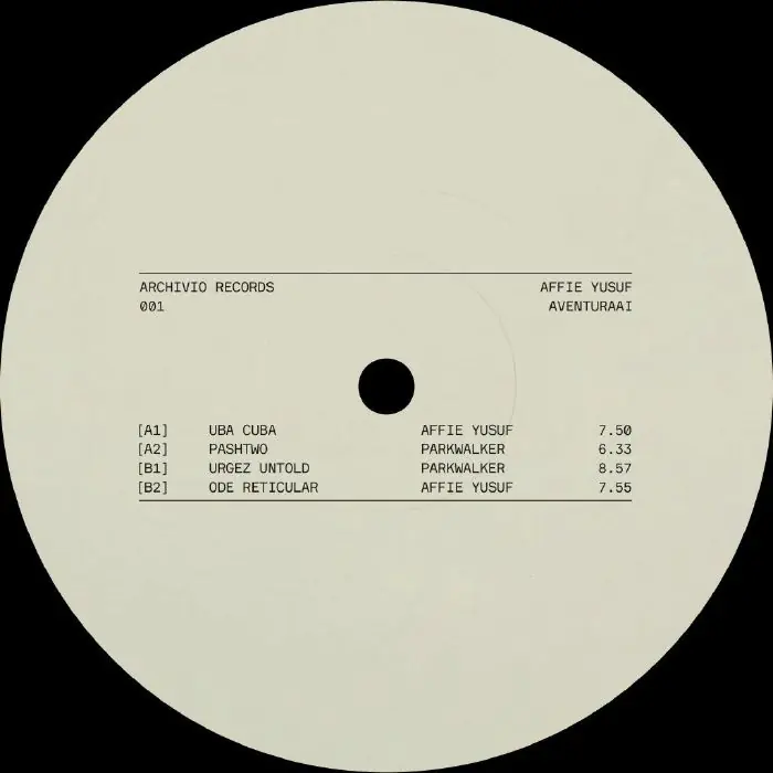 Affie Yusuf / Parkwalker Aventuraai Archiv Produktion vinyl record Today Only