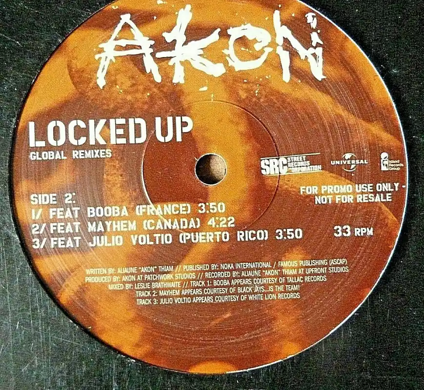 Akon Locked Up (Global Remixes) Universal vinyl record Free Shipping