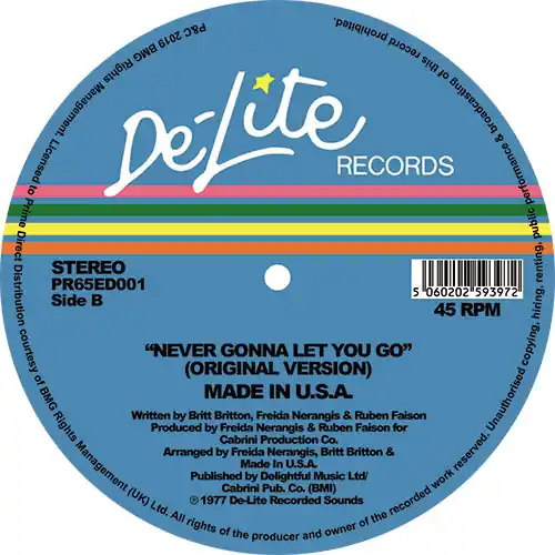 Top Pick Made In USA Never Gonna To Let You Go (Theo Parrish Ugly Edit) De-Lite Records vinyl record