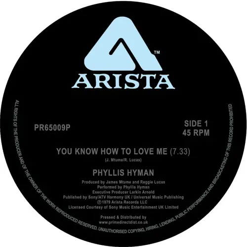 Professional Grade Hyman, Phyllis You Know How To Love Me Arista vinyl record