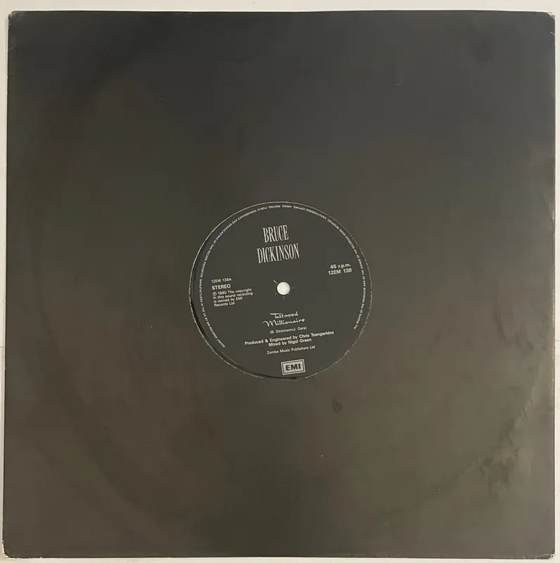 Bruce Dickinson - Tattooed Millionaire 12" Single– museum vinyl Must Have