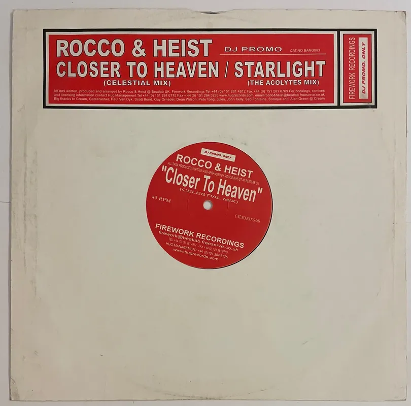 Rocco & Heist - Closer To Heaven / Starlight 12" Single (Promo)– museum vinyl Editor’s Pick
